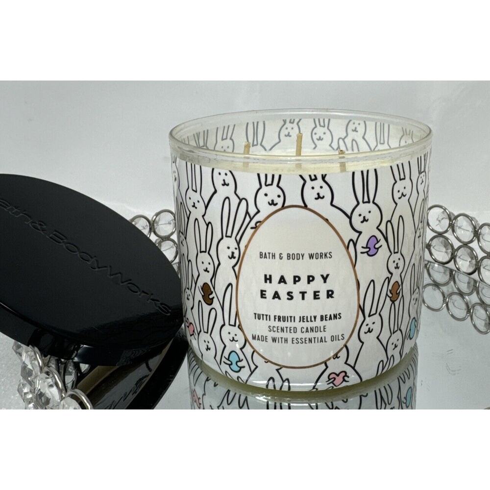 Bath & Body Works HAPPY EASTER TUTTI FRUITI JELLY BEANS 3 Wick Candle NEW